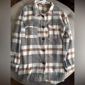 Women’s Plaid Jacket - Gray and Brown
